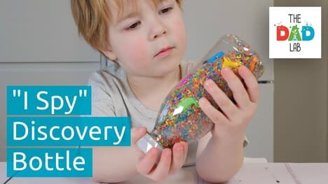 Toddler I-Spy Bottle with Animals and Rainbow Rice