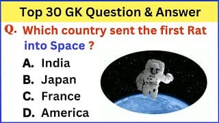 30 Easy GK Questions and Answers in English | General Knowledge | Current Affairs - India GK Quiz