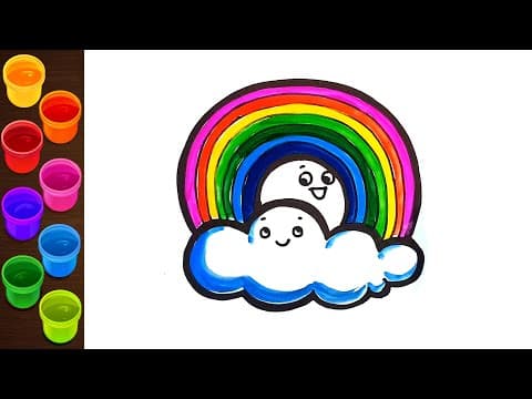 How to draw a cute Cloud and Rainbow   -   Drawings for children   -   Draw step by step   -  Lesson 125
