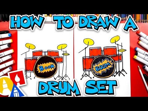 How to draw a drum set