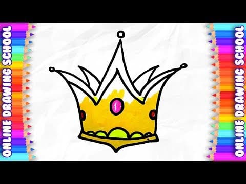 how to draw crown for children learn Art Colors for children  -  Lesson 187