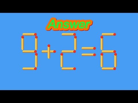 Matchstick Puzzle | Turn the wrong equation 9+2=6 into correct #1