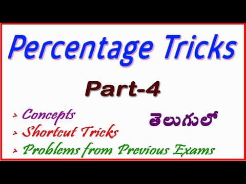 Percentage Tricks in Telugu Part - 4 I Shortcut Tricks + Problems I Ramesh Sir I Useful to all exams