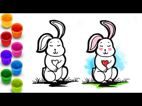 How to draw a cute rabbit - bunny drawing in step by step tutorial