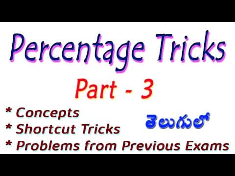 Percentage Tricks in Telugu Part - 3 I Shortcut Tricks + Problems I Ramesh Sir I Useful to all exams