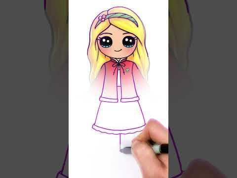 Drawing a cute girl for christmas #shorts