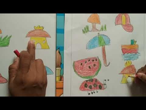 Drawing with semicircle for kids - draw using shapes - step by step method