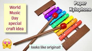 World Music Day Craft Ideas || How to make Xylophone with Paper || Music Day Craft