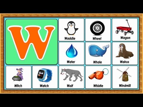 Words from w - vocabulary words - early childhood education - abc flashcards