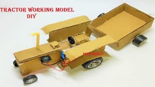 how to make tractor working model making using cardboard