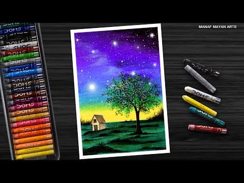 How to draw Easy Dream Home / Drawing for Beginners / Oil pastel / #300
