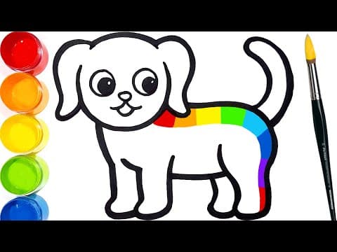 Draw and color a dog drawing coloring pages for kids toddlers - learn colors tim tim tv