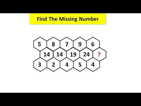 Reasoning - hexagon pattern missing number puzzle