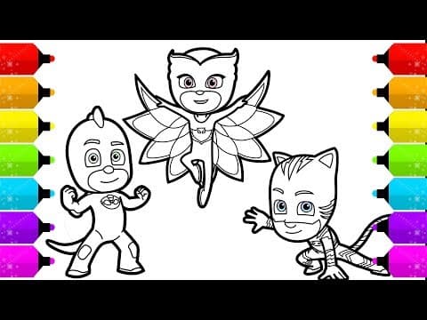 Pj masks owlette gekko - catboy drawing and coloring for kids