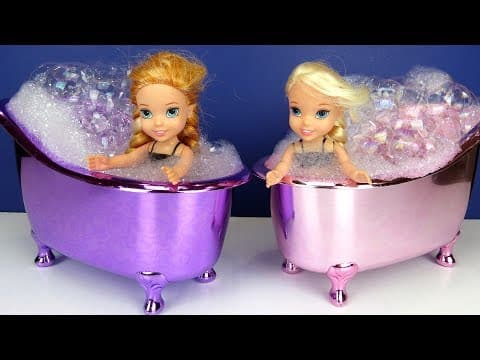 Elsa and Anna toddlers-LOL surprise dolls-bath time-evening routine-bedtime story