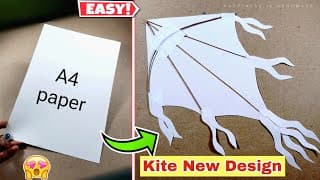 Kite making from A4 Paper || How to make Kite at Home || Kite making for Competition