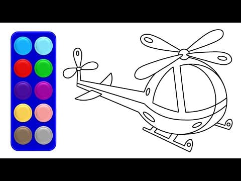 How to draw and color helicopter - helicopter coloring pages 1