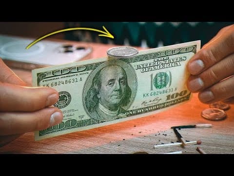 PLACE A COIN ON THE EDGE OF THE BILL AND GET $ 100