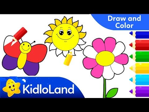 Butterfly & Flower Coloring for Kids - Easy Drawing & Coloring Videos for Kids