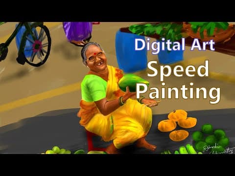 The Smile | digital art of old woman | speed painting