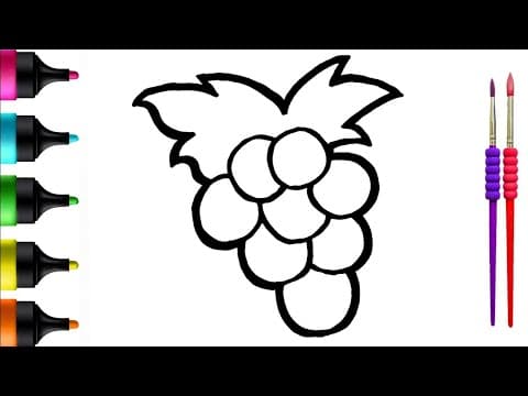 Rainbow Grape Drawing, Painting and Coloring for Kids, Toddlers