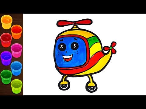 How to draw cute helicopter step by step for kids basic drawing