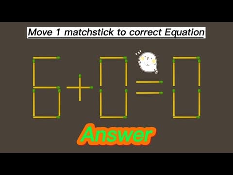 Matchstick Puzzle | Move The One Matchstick Stick Make the equation true Can you solve it?