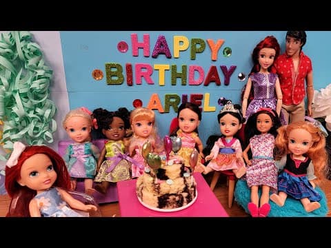 Ariel's Birthday ! Elsa & Anna toddlers celebrate-gifts-cake-sing-pinata-princesses
