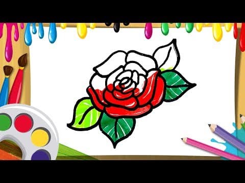 how to draw rose flower stet by step draw and color flowers - learn drawing for children -  Lesson 111