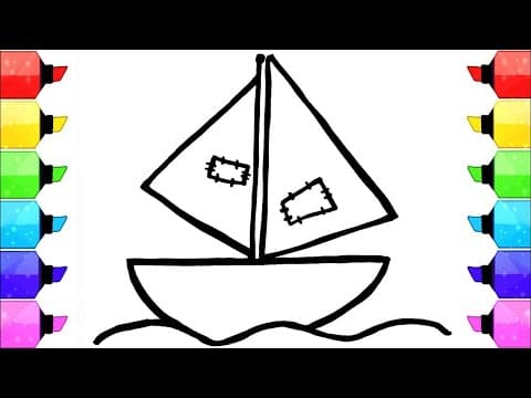 Let's Draw and Paint a Beautiful Sailboat Scene for Kids and Toddlers
