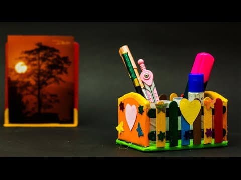 Diy Icecream Stick Pencil Holder / Pen Stand