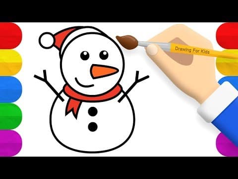 How to draw snowman - snowman drawing and coloring for kids
