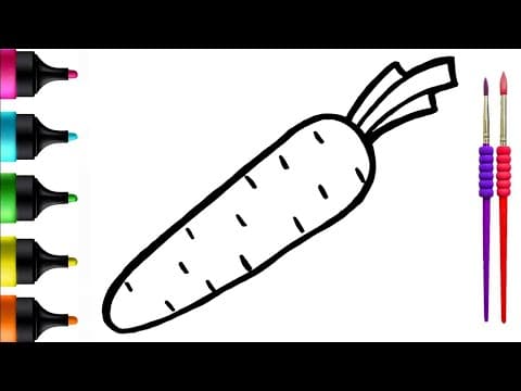 Carrot Drawing Tutorial for Kids and Toddlers | Let's Learn to Draw and Paint