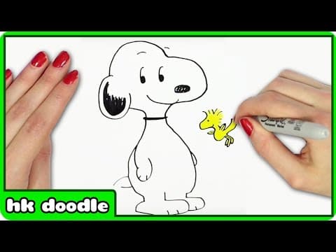 How to draw snoopy the dog from the peanuts movie - easy step by step drawing tutorial for kids