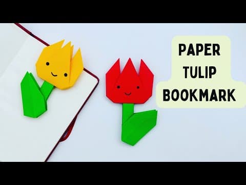 DIY Paper Tulip FLOWER Bookmark / Origami Bookmark / Paper Craft / Paper Flower / Tulip Bookmark