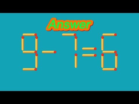 Matchstick Puzzle | 9-7=6 Move only 1 match to make equation correct