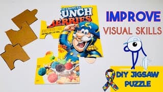 VISUAL SKILLS l CUTTING l PRE-WRITING l Jigsaw Puzzle with Cereal Box at Home l OT Teletherapy Idea