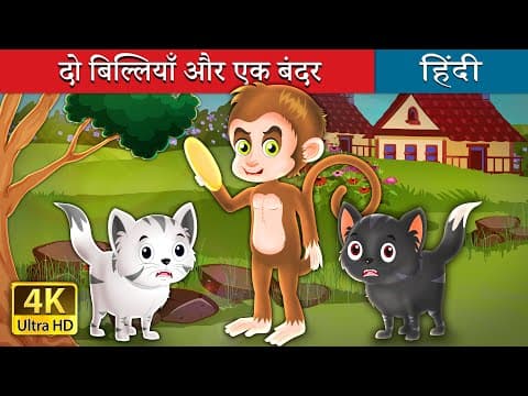 दो बिल्लियाँ और एक बंदर | Two Cats And A Monkey in Hindi | ‪@HindiFairyTales‬