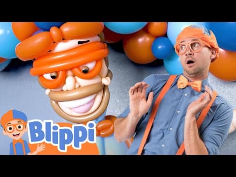 Blippi learns colors of the rainbow with balloons