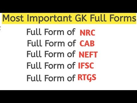 Most Important GK Full Forms // General knowledge Full Forms For All Competitive Exams