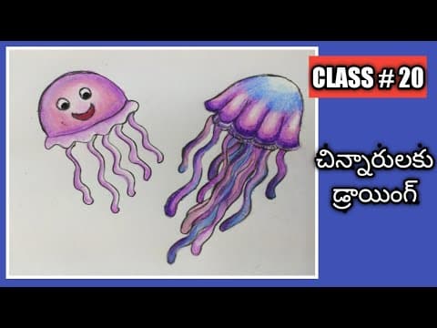 Step by step drawing || how to draw a jelly fish || realistic jelly fish