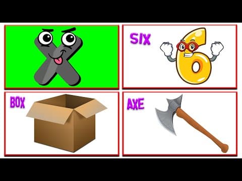 Kids learning - learn letter x - words from x - abc flashcards - kids a to z