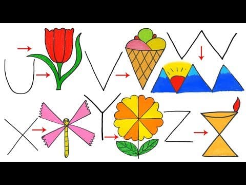 Drawing with Letters for children   -   Drawing With UVWXYZ   -   Turn words into drawing