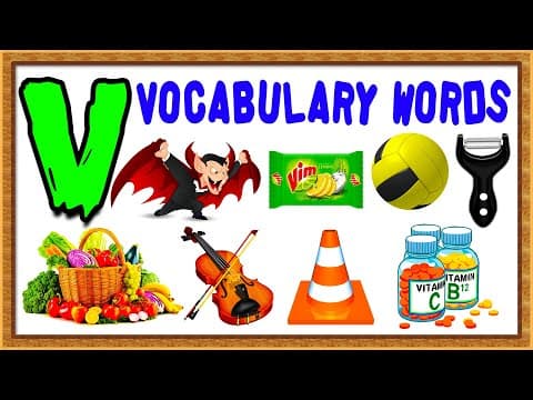 Vocabulary words for kids - words from letter v - words that start with v