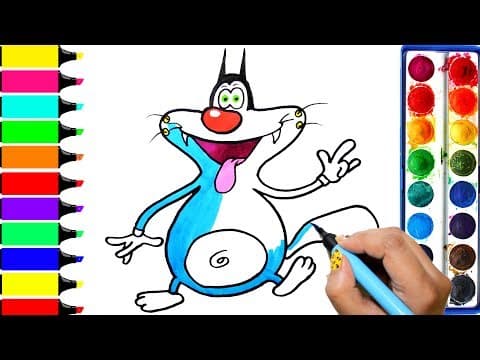 Oggy coloring page - drawing oggy and the cockroaches - learn to color
