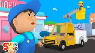 Barrys Bucket Truck gets a Good ScrubaDub!  Carls Car Wash  Cartoon fo