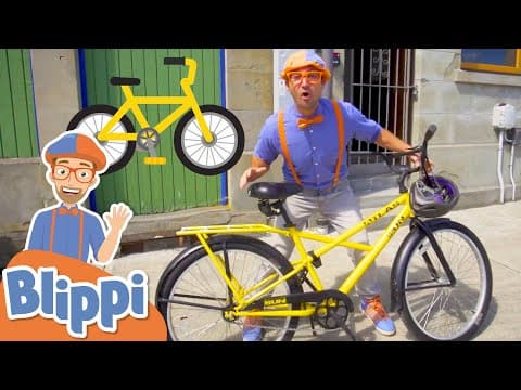 Blippi learns & explores the town on a bicycle educational videos for kids