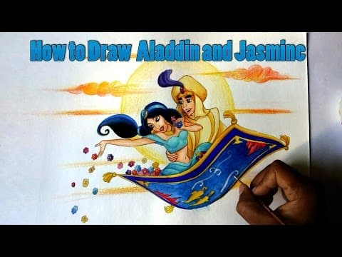 How to Draw Disney's Aladdin and Jasmine   -  Lesson 35