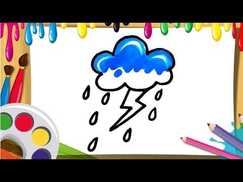 how to draw clouds for children rainy clouds easy with coloring blue clouds - Lesson 100