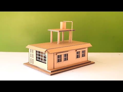 Making a Cardboard House with rooftop water tank - easy house making idea